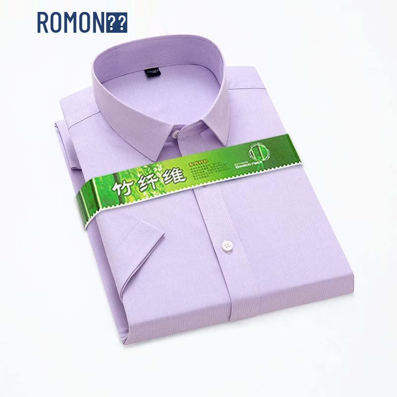 ROMON Men s Short-Sleeve Wrinkle-Free Business Casual Shirt 38
