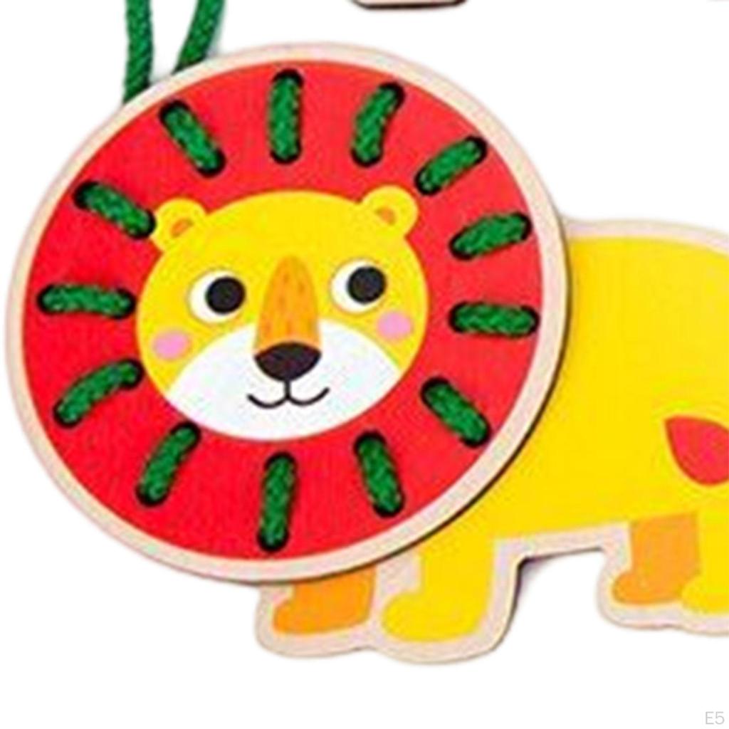 Wood Lace Block Puzzle Activities Board Developmental Toys,Wooden Lacing Threading Toys for Kids