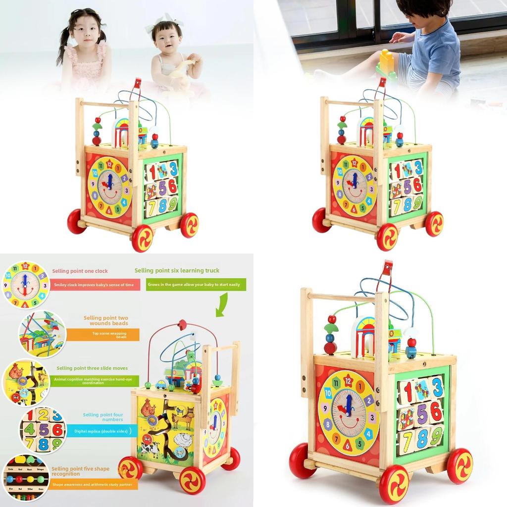 Wooden Childrens Learning Walker With Multifunction For Early Development