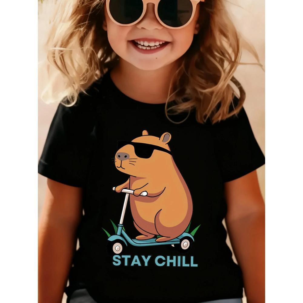 Magliette Divertenti Alla Moda Capibara Design di Moda Manga Bambini Maglietta per Bambini Ragazzi Ragazze Estate Primavera Top Casual Maglietta