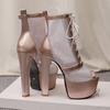 Women's high-heeled sandals sexy European and American style waterproof table thick heel large size hollow fish mouth shoes