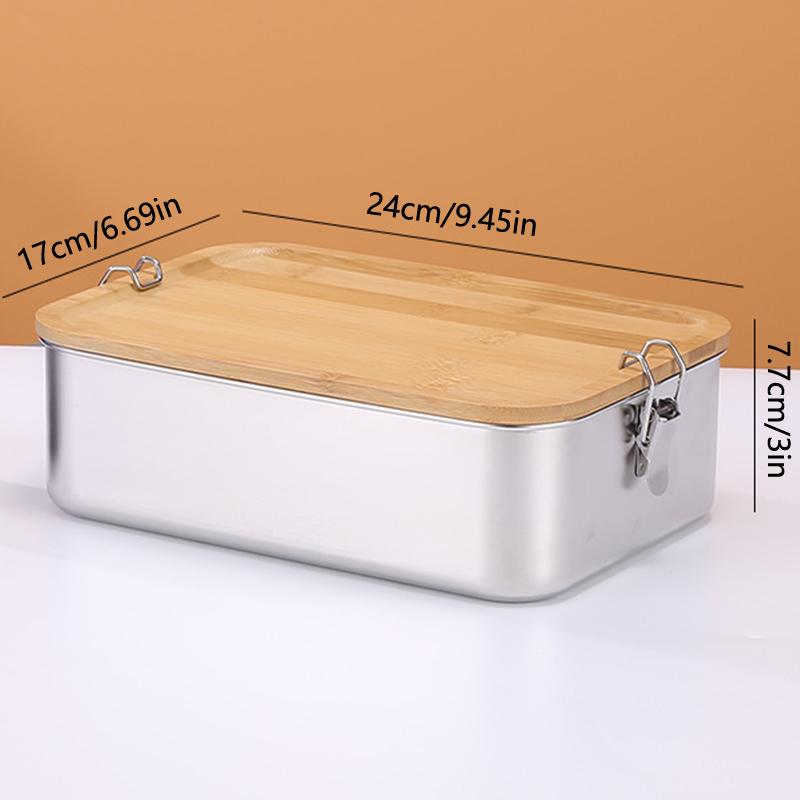 304 Stainless Steel Bamboo Lid Lunch Box, Japanese Style Lid Preservation Box, Lunch Box, Lunch Box, Food Storage Box