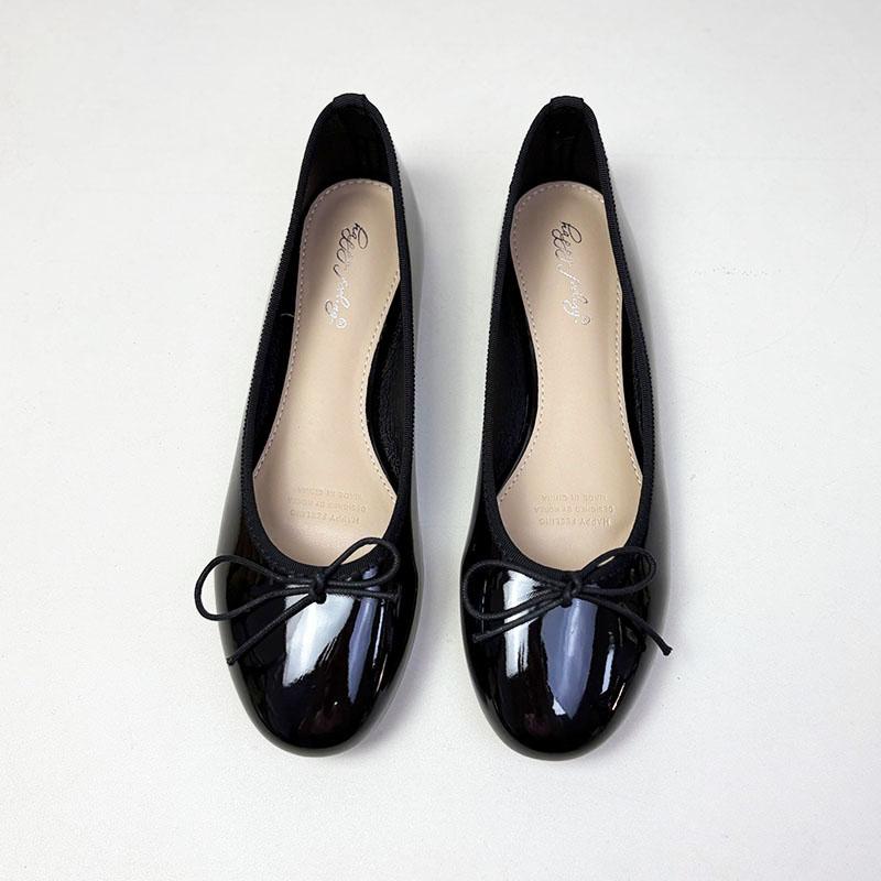 Fashion Cozy Soft Patent Leather Ballet Flats Women Cute Butterfly-Knot Decoration Flat Loafers Elegant Mary Jane Dance Shoes for Women