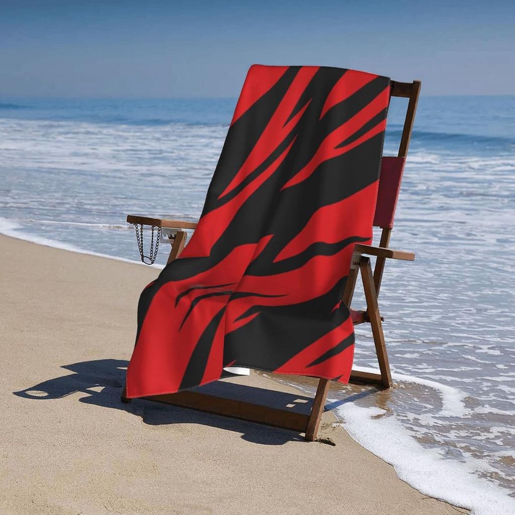 Paski Tygrysa czerwone i czarne Ręczniki plażowe Duże Miękkie Bardzo chłonne Szybkoschnące Ręczniki kąpielowe Ręczniki basenowe Ręczniki plażowe podróżne dla dzieci i dorosłych