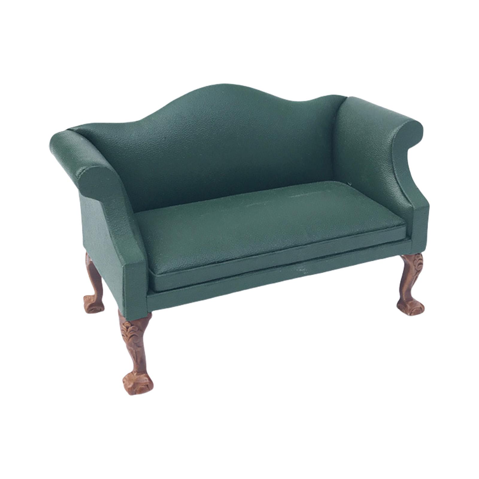 

Кукольные домики масштаба 1/12, диванчик, миниатюрная мебель для ролевых игр для детей, модель мебели для кукольных домиков M зелёный