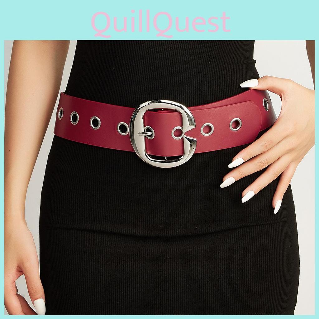 Solid Fashion Color Large Metal Buckle Decoration Women Casual Wide Belt