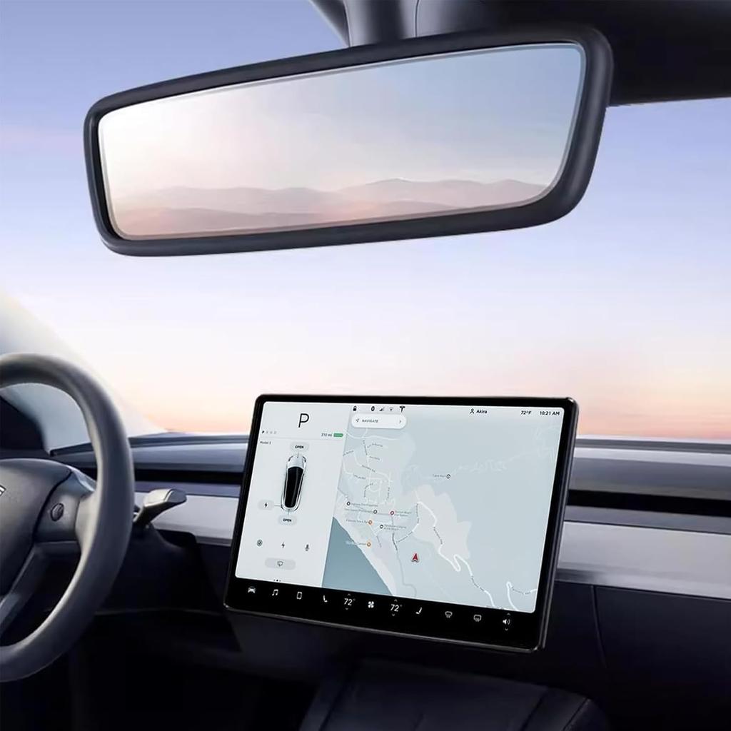 2PCS Protector Trim Frame for Tesla Model 3 Model Y Central Control Screen Cover Rearview Mirror Cover Silicone Center Console