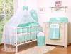 Large Mosquito Net for a Baby Cot Made of White Chiffon with Hearts and a Bow - Mint