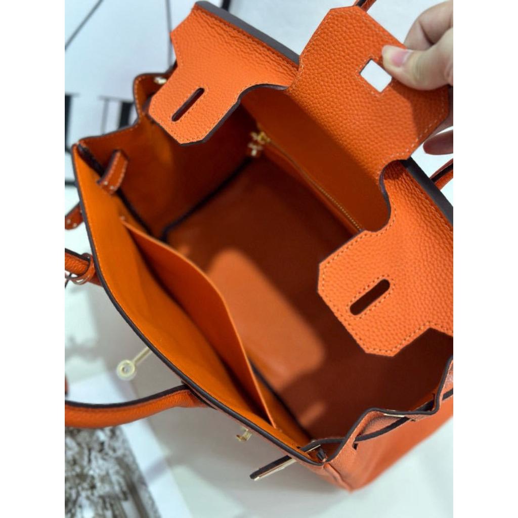 24 European and American Retro Horse Head Platinum Bag Leather Women's Bag Crossbody Bag Versatile Top Layer Bag Cowhide Bag 2024 Handheld