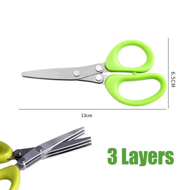 

Multi-Functional Stainless Steel 3/5 Layer Kitchen Scissors Pepper Shredded Chopped Scallion Cutter Laver Cut Cooking Tool