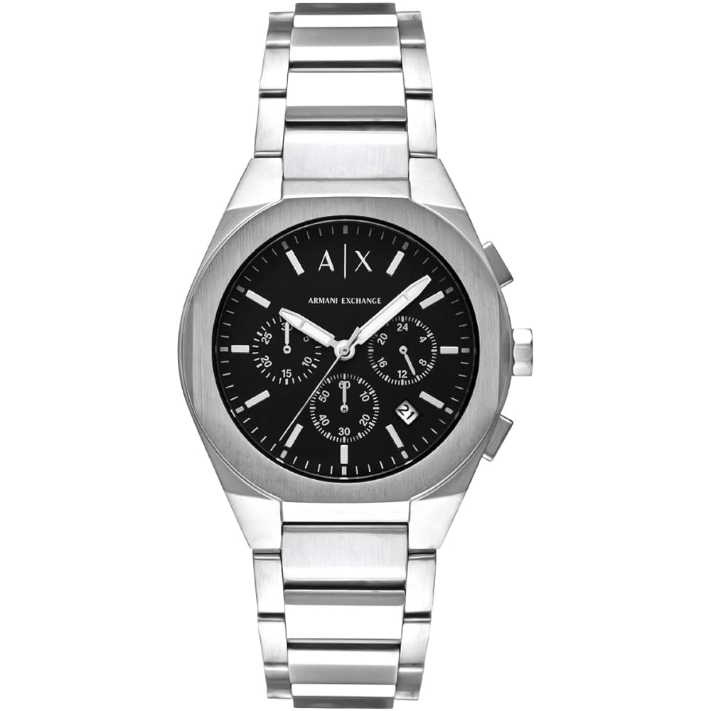 Armani Exchange AX4186 Men s Silver Watch with Stainless Steel Band and Quartz Movement