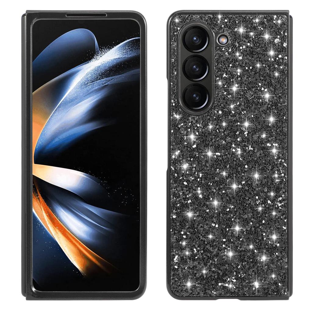 For Samsung Galaxy Z Fold5 5G Glitter Sequins Phone Case Electroplating TPU Frame Hard PC Back Cover