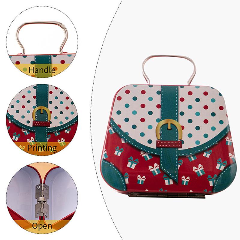 Santa Claus Tinplate Candy Box Cute Handbag Shape Candy Box Kids Gifts Small Tin Box Cookie Gift Box For Christmas Decoration