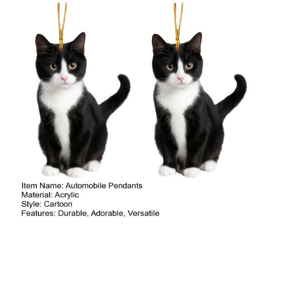 Dog Cat Car Charm Acrylic Rearview Mirror Pendant Cute Backpack Keychain Unique Shape Car