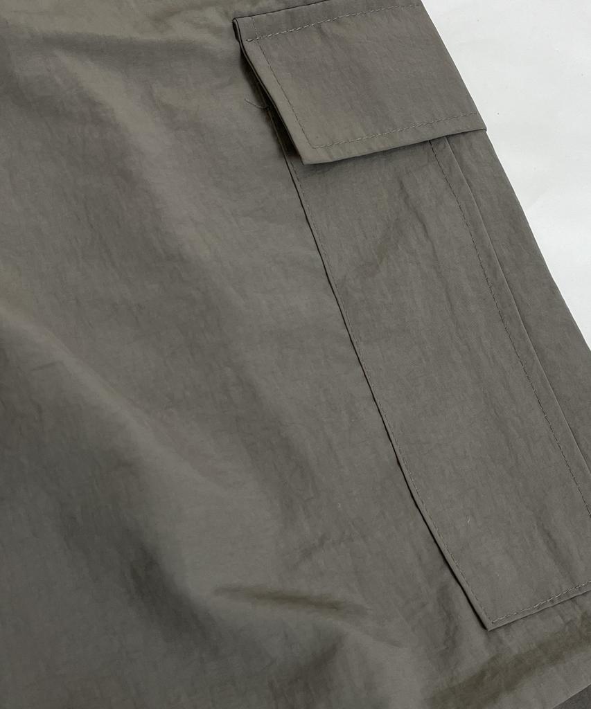 SK8ER ROCK Knee Tuck Cargo Nylon Wide Pants Dimgray