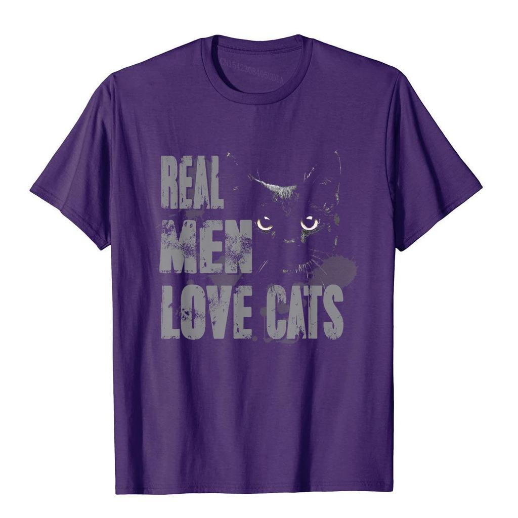 Echte Männer lieben Katzen T-Shirt Tolles Katzenliebhaber Tee Oberteile & T-Shirts Mode Chinesischer Stil Baumwolle Herren T-Shirt Cartoon
