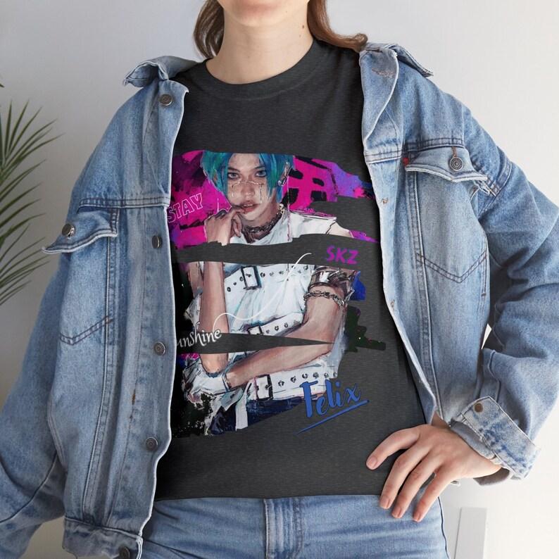 2026 Summer Fashion Trendy Tee Men Women Vintage Top Felix Stray Kids T-shirt – Fan Made Kpop Merch, Cotton Tee