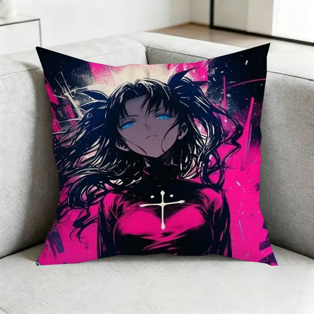 Fate stay night Rin Tohsaka Pillow Case Square DoubleSided Sofa Cushion Cover Bedroom Bedside Pillow Gift