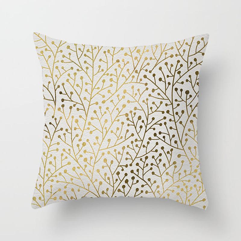European Style Golden Geometric Print Car Pillow Cover Sofa Cushion Cover Home Furnishings