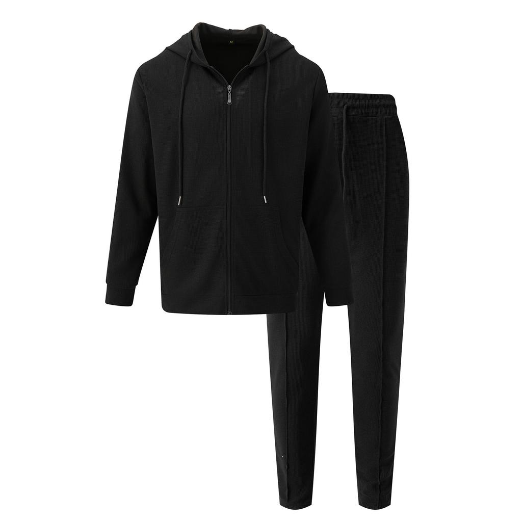 Men  Leisure  Splicing  Knitting  Zipper  Cardigan  Sweater  Set