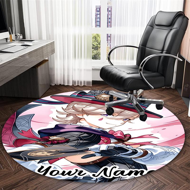 Customizable Genshin Impact5 Round Non-Slip Carpet - Ideal for Garden, Picnic, Office, Perfect for Decoration, Suitable For All Seasons