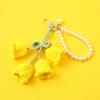 Cute Pearl Chain Woolen Crochet Lily Of Valley Flower String Keychain Bag Decorative Buckle Boho Style Creative Keychain Backpack Pendant Party