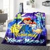 Name Custom Pocket Monster Print Flannel Blanket High Quality Warm Comfortable Cover for All Seasons Perfect for Gifts Home Decor