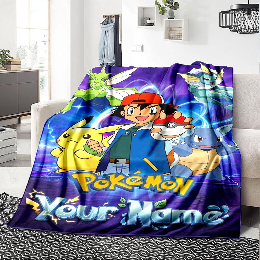 Name Custom Pocket Monster Print Flannel Blanket High Quality Warm Comfortable Cover for All Seasons Perfect for Gifts Home Decor