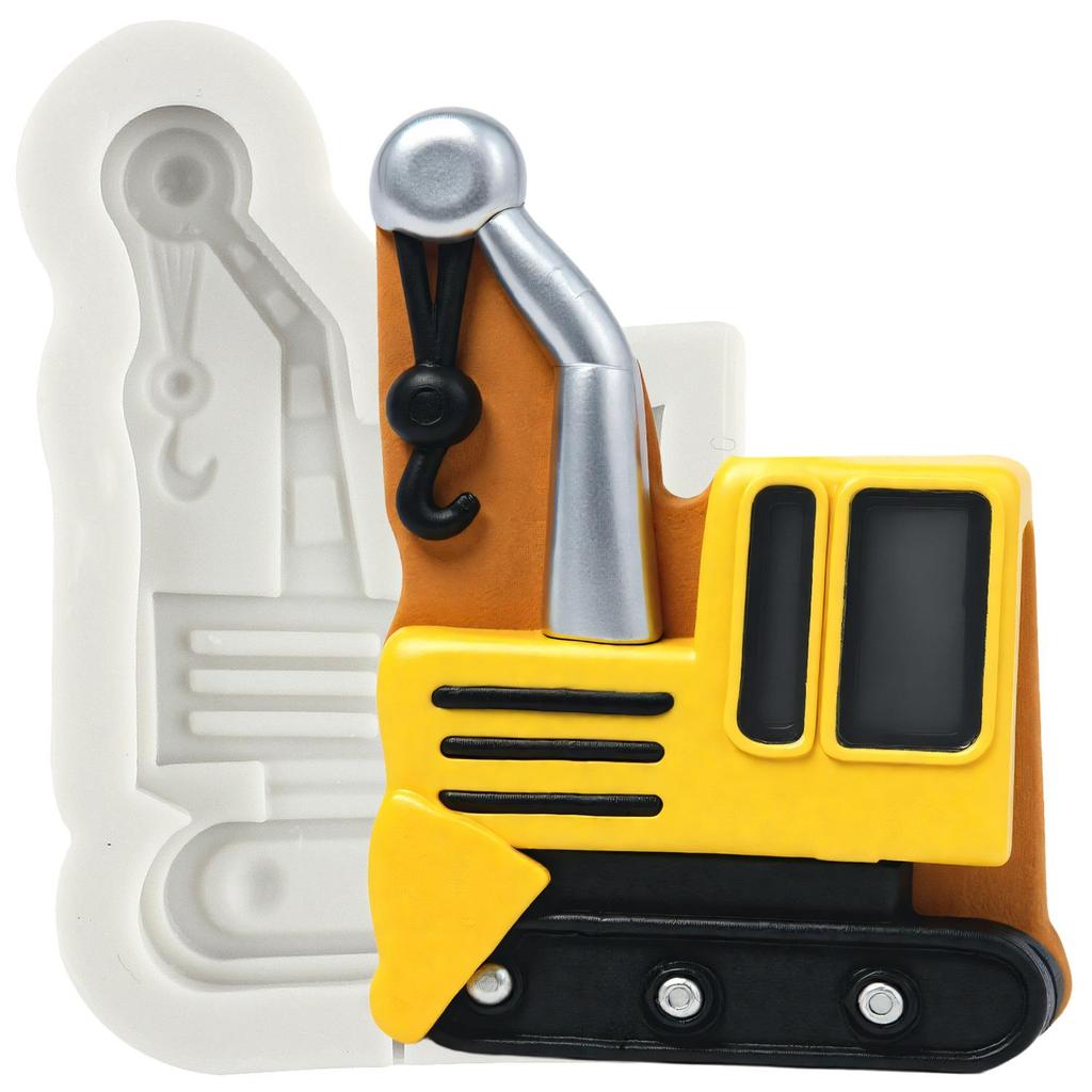 Construction Truck Silicone Mold Bulldozer Crane Excavator Fondant Molds Cake Decorating Tools Theme Cake Dessert Decorated Chocolate Candy Mold