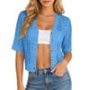 Damen Strick Offene Vorderseite Strand Überwurf - Kurzarm Cropped Cardigan für Sommer Strandurlaube