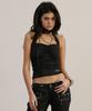 Iwaiial Script Logo Bold Line Halter Neck Top - Black