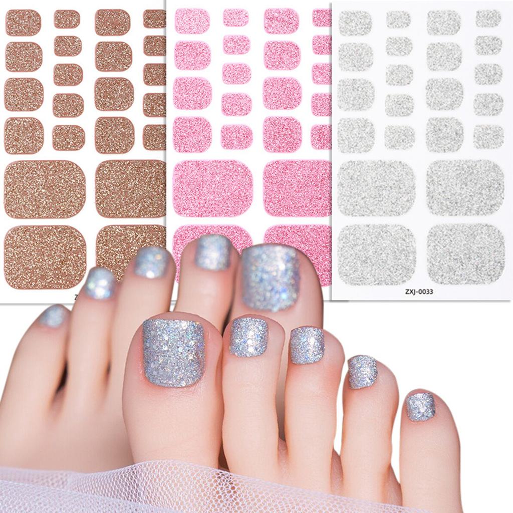 10Pcs Solid Color Toe Nail Stickers for Women Girls Easy Apply Self Adhesive Polish Strips with Nail File Manicure Tools Long Wearing Waterproof Nail