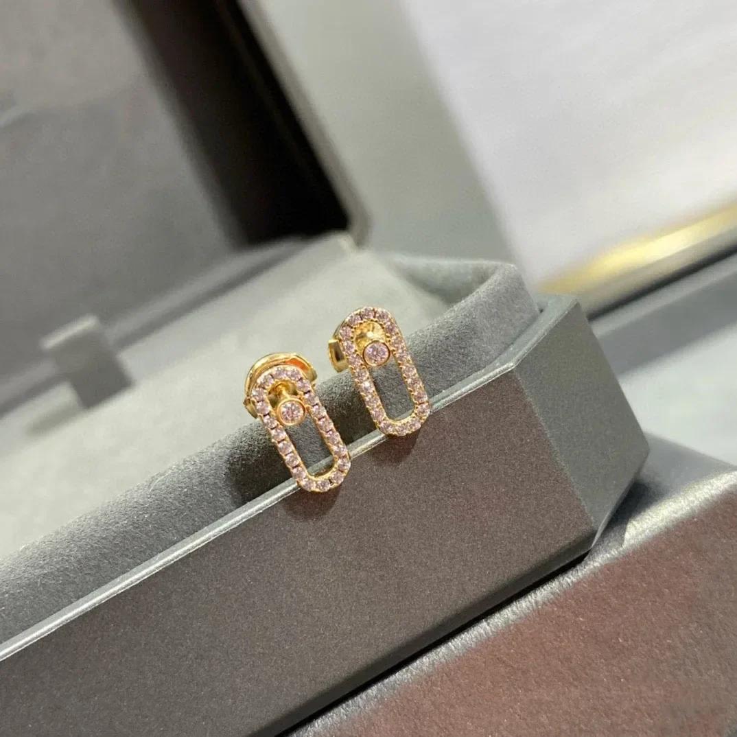 

Musla Designer Classic Hot Sale Earrings for Women Fine Quality Luxury Jewelry Fashion Move Diamond Wedding Women s Ear Stud золотистий