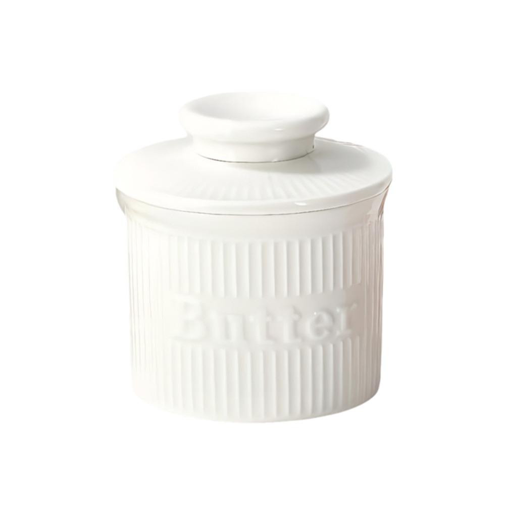 Strip Pattern Ceramic Butter Bell Sealed Butter Keeper Household Butter Container Bread