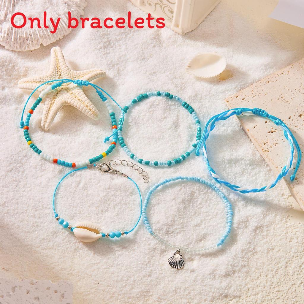 Bohemian Starfish Shell Multilayer Beaded Jewelry Set With Music Note Elements For Womens Summer Beach Wear