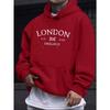 Sudaderas con capucha estampadas de moda de Londres para hombre Casual Sudadera casual Bolsillo canguro Manga larga Otoño Invierno Sudaderas y sudaderas sencillas para hombre