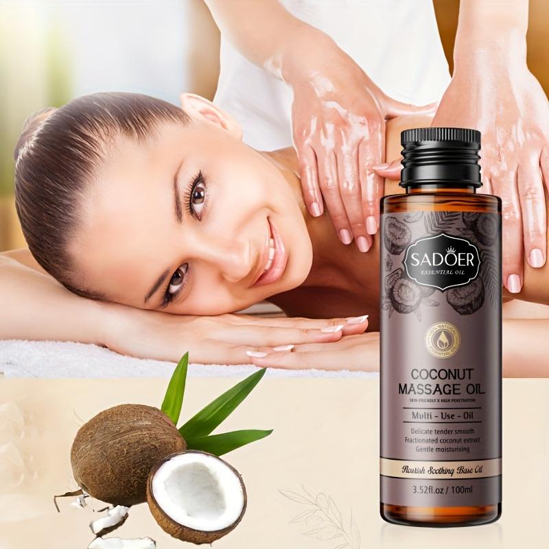 Ulei de Masaj cu Nucă de Cocos SADOER 100ml, Ulei de Bază Hidratant Hipoalergenic, Unisex-Adult, Parfum de Nucă de Cocos, pentru Calmarea Pielii Uscate și Netezirea Ridurilor