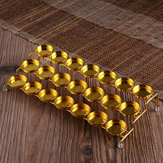 Buddhist Ghee Lamp Holder - Seven Stars Oil Lamp with Lotus Design for Temple Offerings and Everlasting Candle Display.