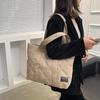 2024 Trendy Solid Color Large Quilted Shoulder Bag for Women - Simple Oxford Cloth Design