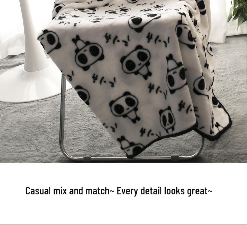 Panda Plush Pillow Blanket: Cute Cartoon Sofa Cushion & Office Backrest.