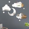 3D Moon Cloud Mirror Wall Decor Acrylic Mirror Wall Stickers Self Adhesive Decorative Moon Star Cloud Wall Decals for Baby Kids Children's Living Room