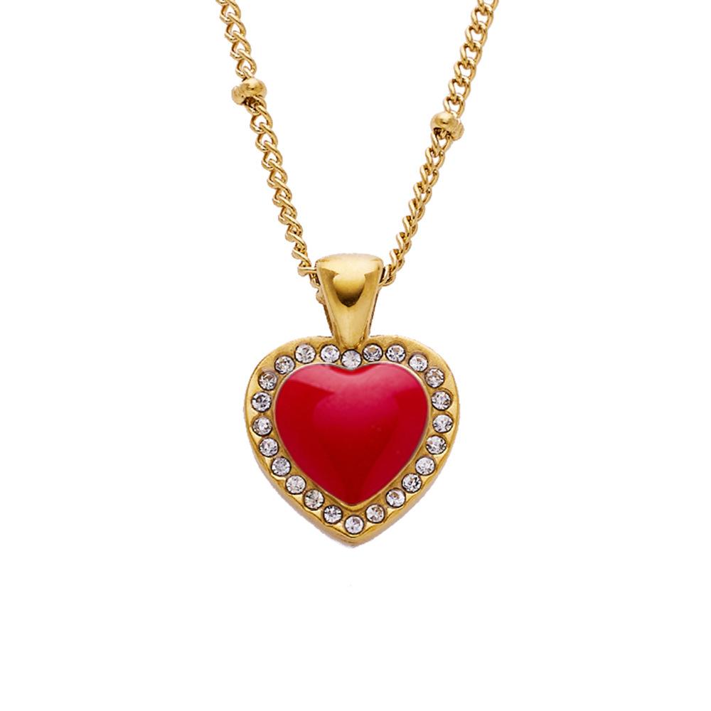Color -Colored Titanium Steel Love Pendant Simple Light Luxury Diamond Fixture Chain