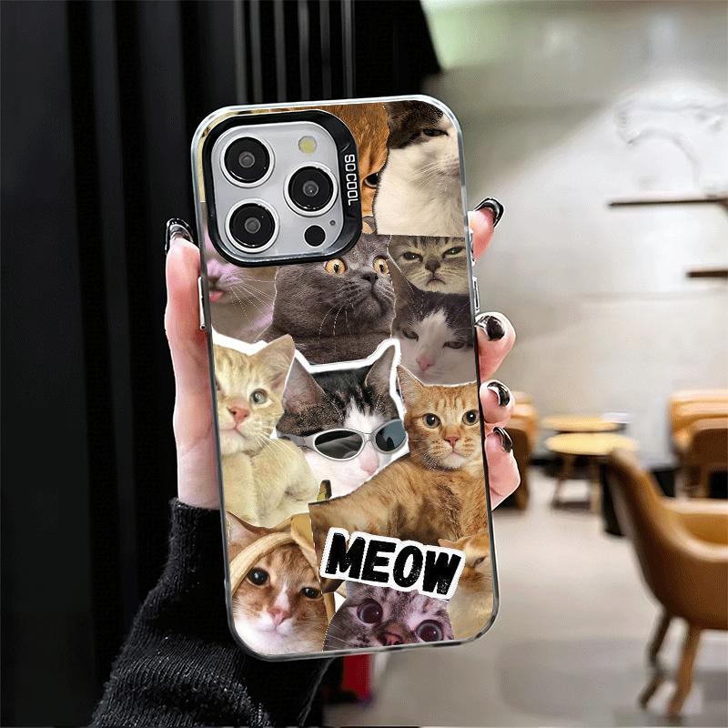 Crying Cats Combine Memes Soft Phone Case for iPhone 15 16 17 Pro Max 17Air 16E 14 Plus 13 12 Mini Shockproof Cover Back Shell