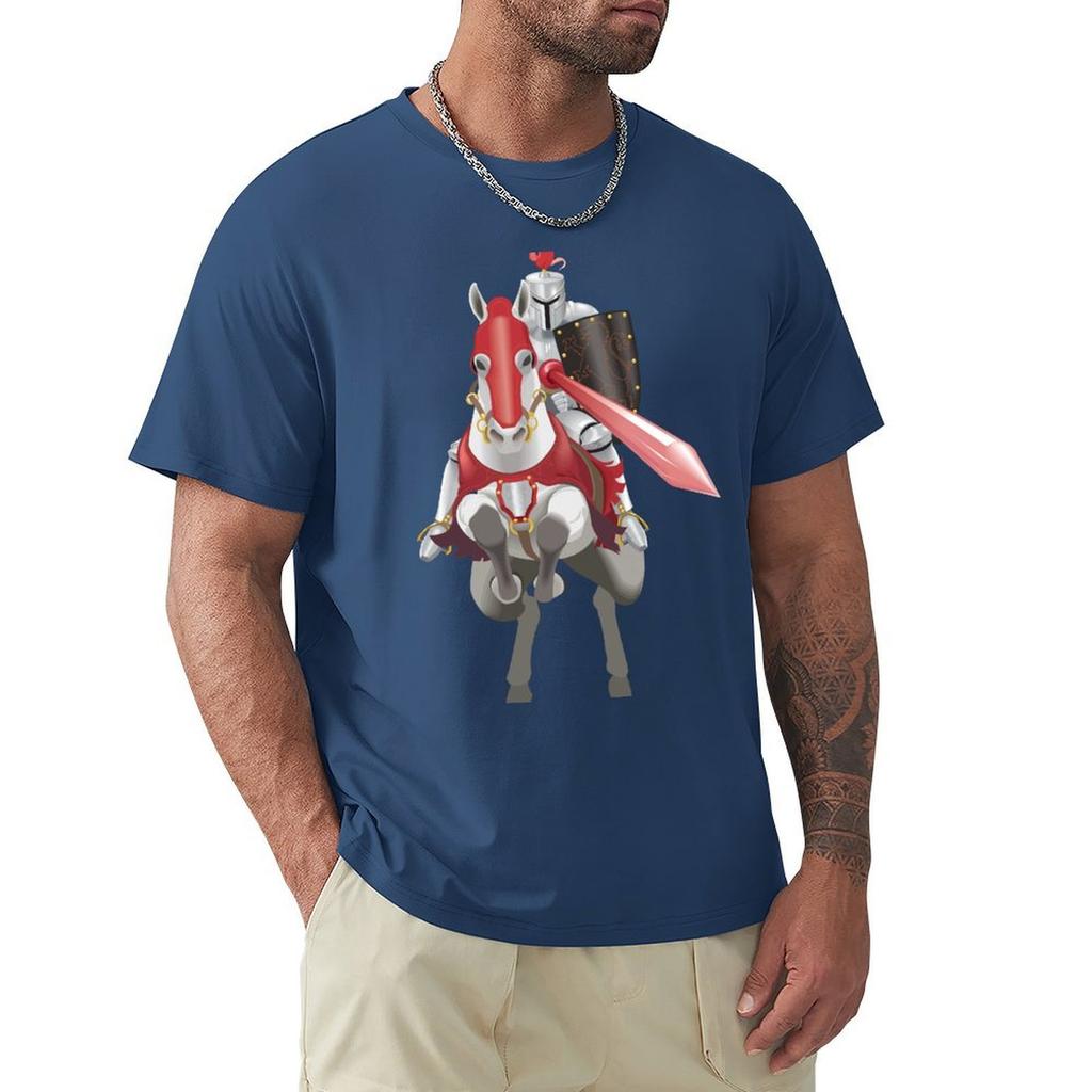 Medieval Knight In Armor On Horse T-Shirt Summer Tops Animal Prinfor Boys New Edition Fruit Of The Loom Mens T Shirts