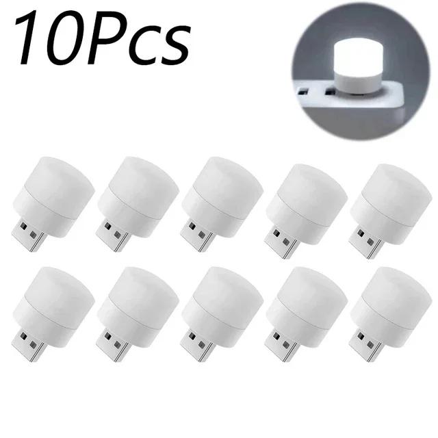 1-10Pcs Mini USB Night Light Warm White Eye Protection Book Reading Light USB Plug Computer Mobile Power Charging LED Night Lamp