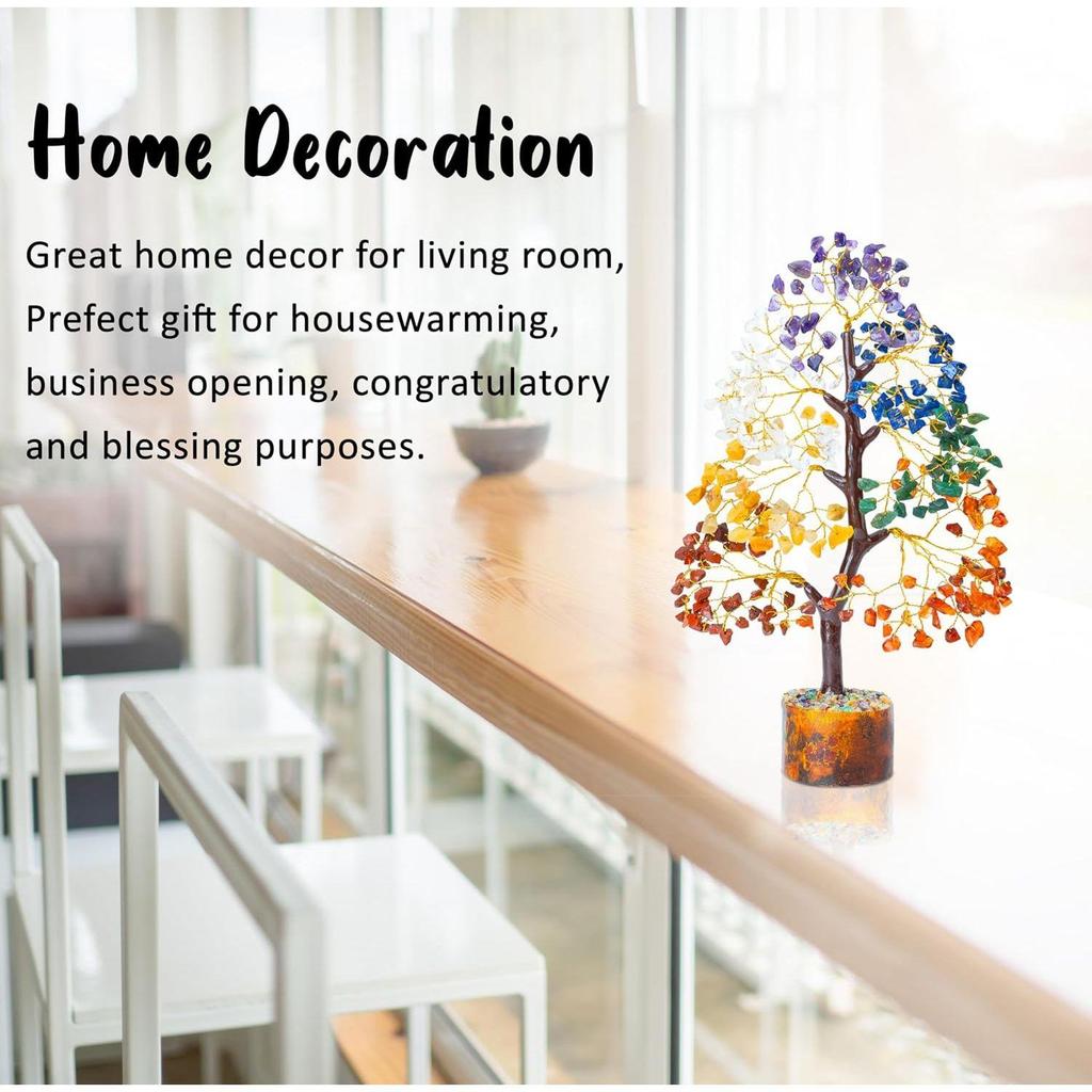 Seven Chakra Gemstone Tree of Life, Crystals and Gemstones, Crystal Tree, Showpiece for Good Luck, Home Decor, Office Desk