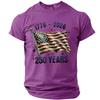 Men's Casual Short Sleeve Lightweight Breathable Crew Neck T-Shirt with Printed Graphic USA Flag and Anniversary Design 1776 to 2026 250 Years
