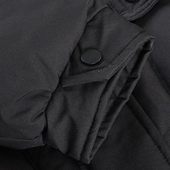 Winter Down Coat Neck Protection Stand Collar Padded Hooded with Pockets Zip-up Parka Windproof Heat Retention Daily Cold Weather Outwear Cotton