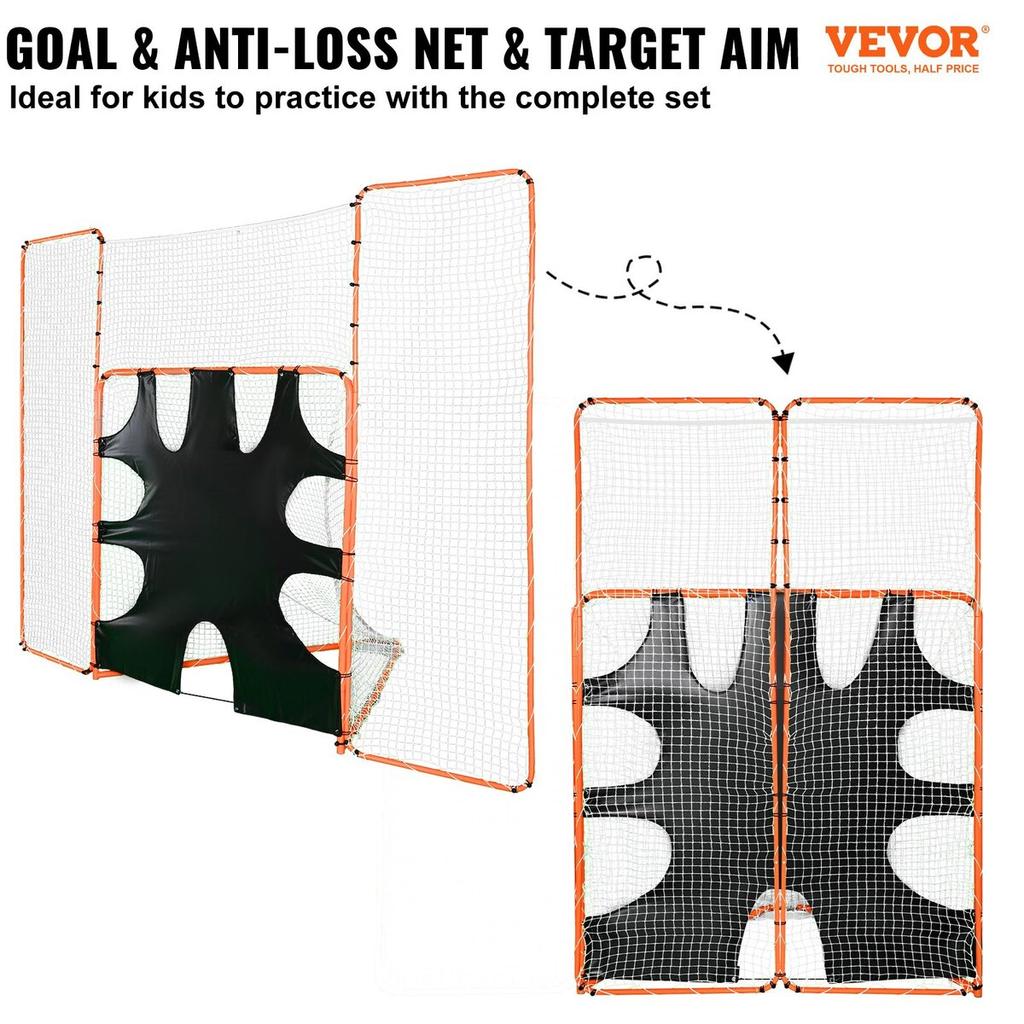 3-IN-1 Lacrosse Goal with Backstop and Target, 12' X 9' Lacrosse Net, Steel Frame Backyard Lacrosse Rebounder Equipment, Quick & Easy Setup Training