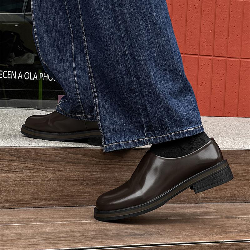 Fashion Brand Men's Leather Shoes High Quality Minimalist Style Outdoor Fashion Black Brown Luxury and Adult Shoes Thick Soled